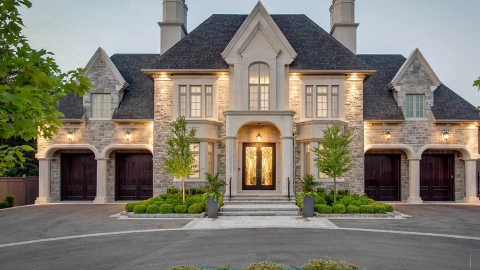 Luxury home at dusk